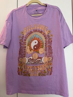 Billabong Lavender Retro Surf Graphic Tee